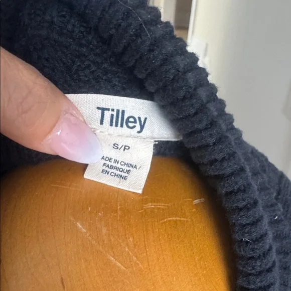 Tilley Black Cable Knit Button Mock Neck Sweater S - Picture 4 of 7